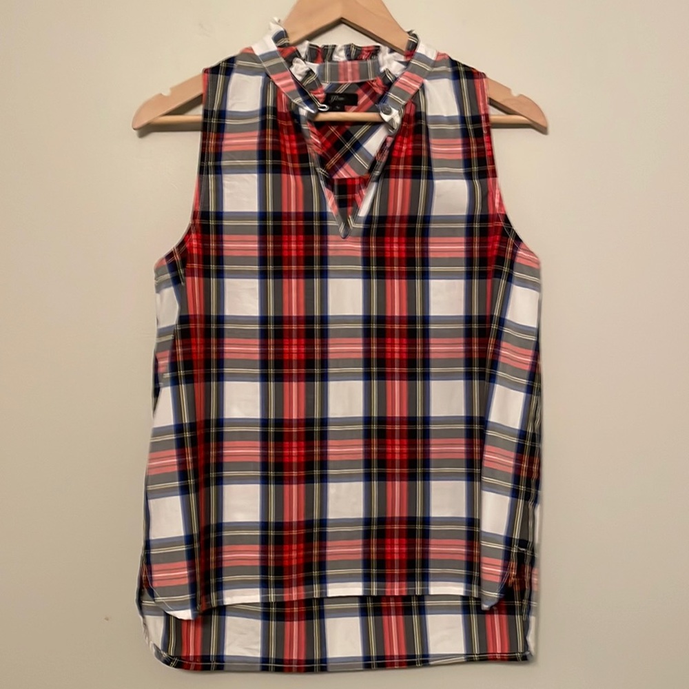 J. Crew Woman’s Holiday Plaid Sleeveless Top Blouse Size 4